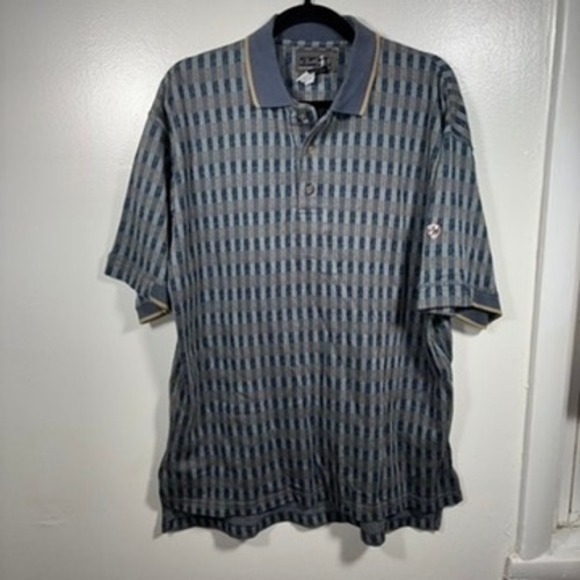 Bobby G by Ivy Crew Other - Vtg Bobby G Polo Shirt Mens Sz M Blue Geometric Pattern Short Sleeve Golf Cotton